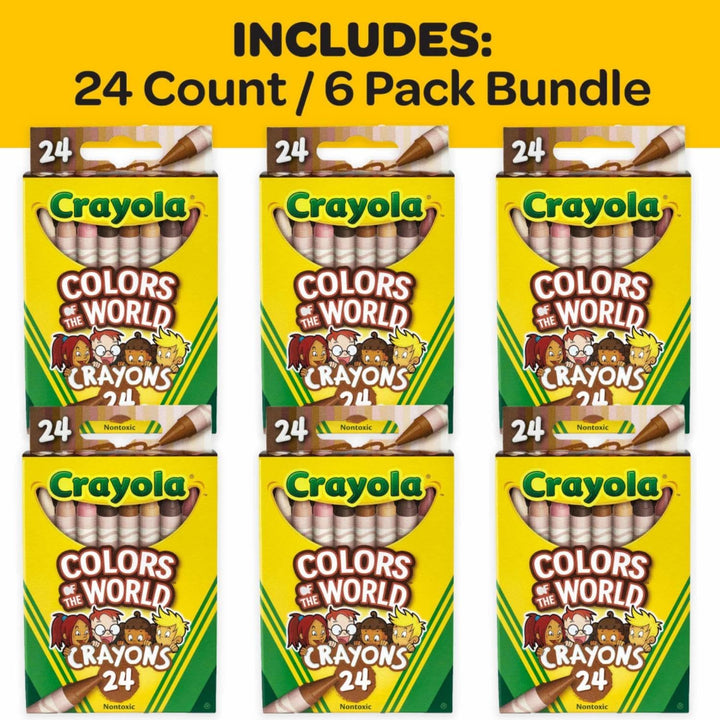 Bulk Crayon Set, Colors of the World, Multicultural Crayons, School Supplies, 6 Sets of 24 Colors