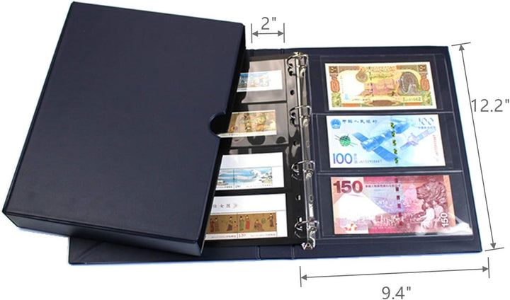 Empty Stamp Albums Stockbook for Professional Collectors, Classic Binder with Slipcase (Blue)