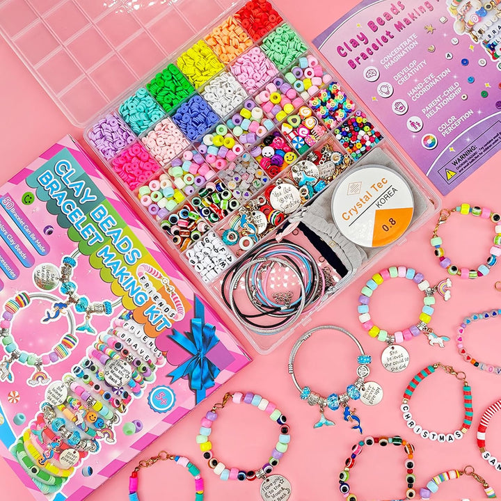 Girls Toys Bracelet Making Kit -3400Pcs Charm Jewelry Making Kit Supplies,Unicorn/Mermaid Crafts Birthday Christmas Gifts for Girls Ages 5 6 7 8 9 10 11 12 Years Old