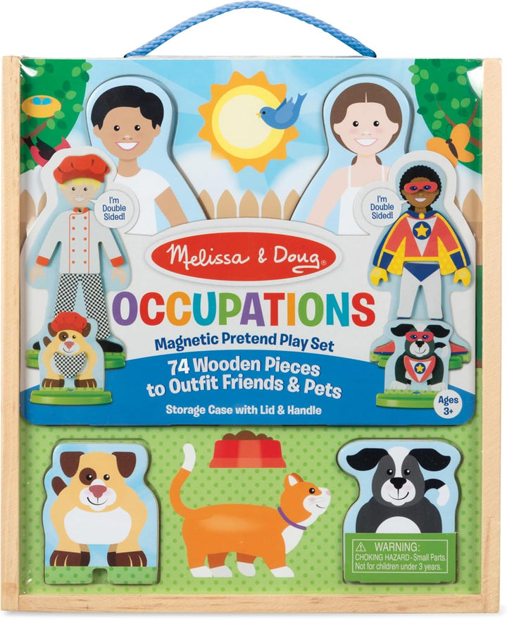 Occupations Magnetic Dress-Up Wooden Dolls Pretend Play Set (82 Pcs)