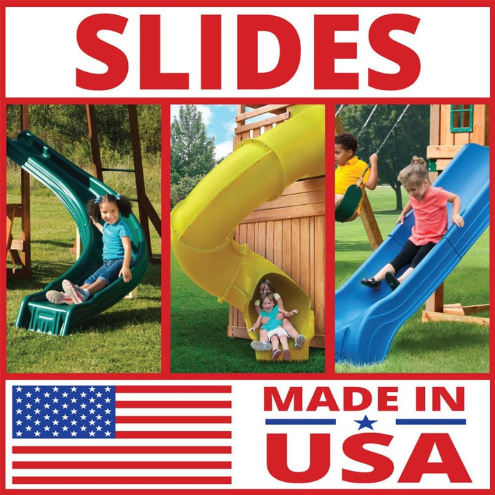 NE 4699-T Super Summit Slide 3 Piece Plastic Scoop Slide for 5' Swing Set Deck Heights, Green