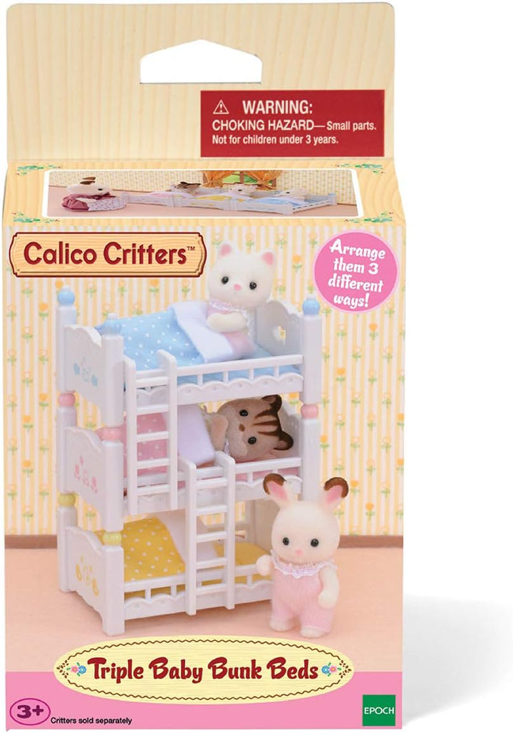 Triple Baby Bunk Beds - Dollhouse Furniture Set for Ages 3+