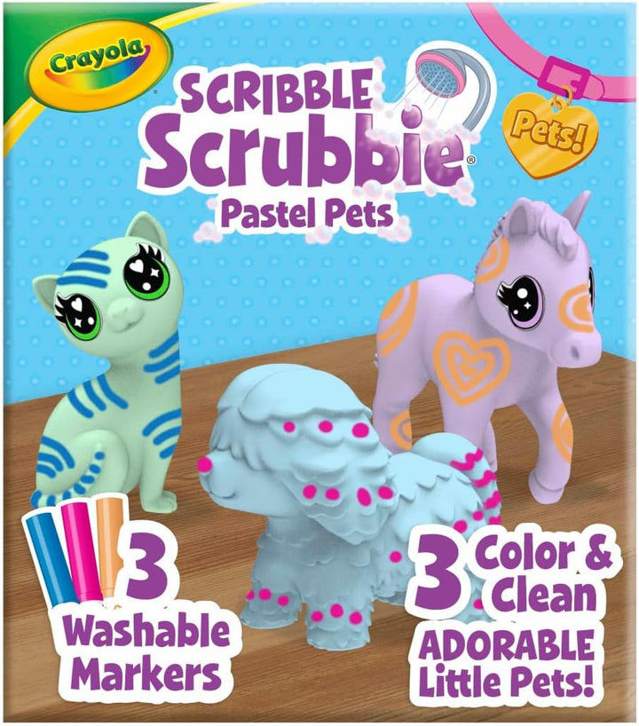 Scribble Scrubbies Tub Set (4 Pets), Washable Pet Care Toy, Coloring Animal Craft, Toys for Girls & Boys, Gifts for Kids, Ages 3+