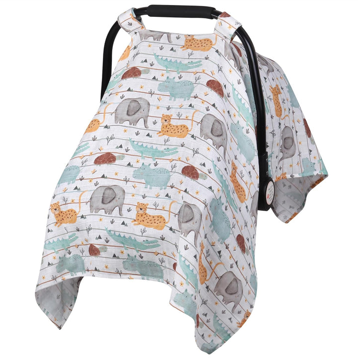 Muslin Carseat Cover for Babies,  Breathable Infant Carseat Cover Lightweight Baby Carrier Cover for Girls Boys, Fit Spring Summer/Hot Days/Warm Weather, Pink Floral