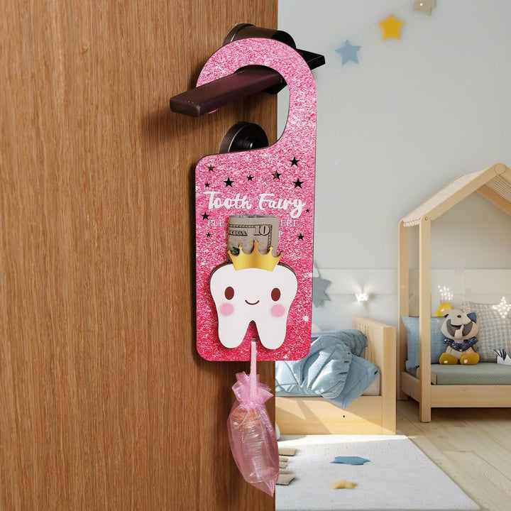 3 Pcs Tooth Fairy Door Hanger Personalized Teeth Keepsake Bottle Velvet Pouch Tooth Fairy Box Encourage Gift for Lost Teeth