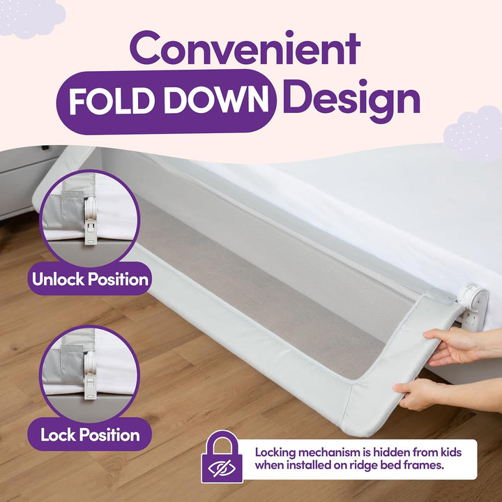 1-Pack Bed Rail for Toddlers 55.5" L X 19.5" H | Toddler Bed Rails for Twin, Full, Queen & King Mattress Size | Swing down Rail Guard | Mattress Side Rail for Kids | Gray