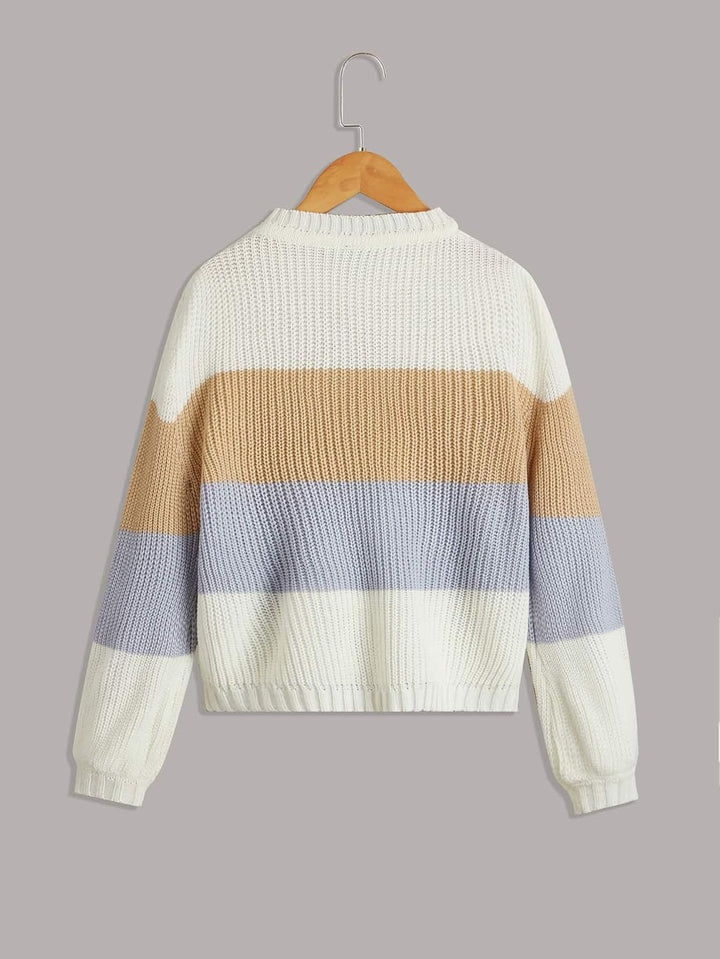 Girls Cut and Sew Sweater (Color : Multicolor, Size : 120)
