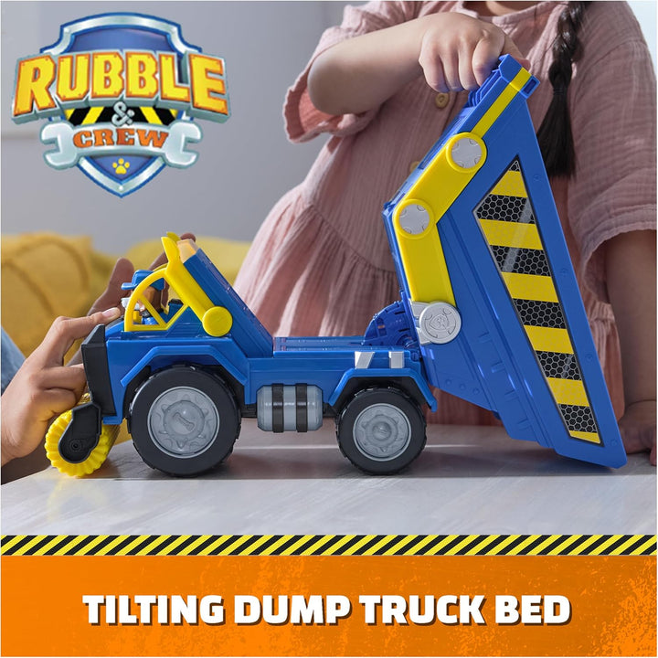 , Bark Yard Deluxe Dump Truck Construction Vehicle with Lights, Sounds & Wheeler Action Figure, Kids Toys for Boys & Girls Ages 3 and Up