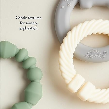 - Itzy Loops Sensory Teether; Includes 2 Silicone Rings and 1 Link (Elephant)