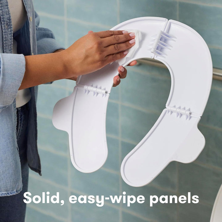 Fold-And-Go Portable Potty Seat for Toilet, Foldable Travel Potty Seat for Toddler, Fits round & Oval Toilets, Non-Slip Base, Handles, Includes Free Travel Bag