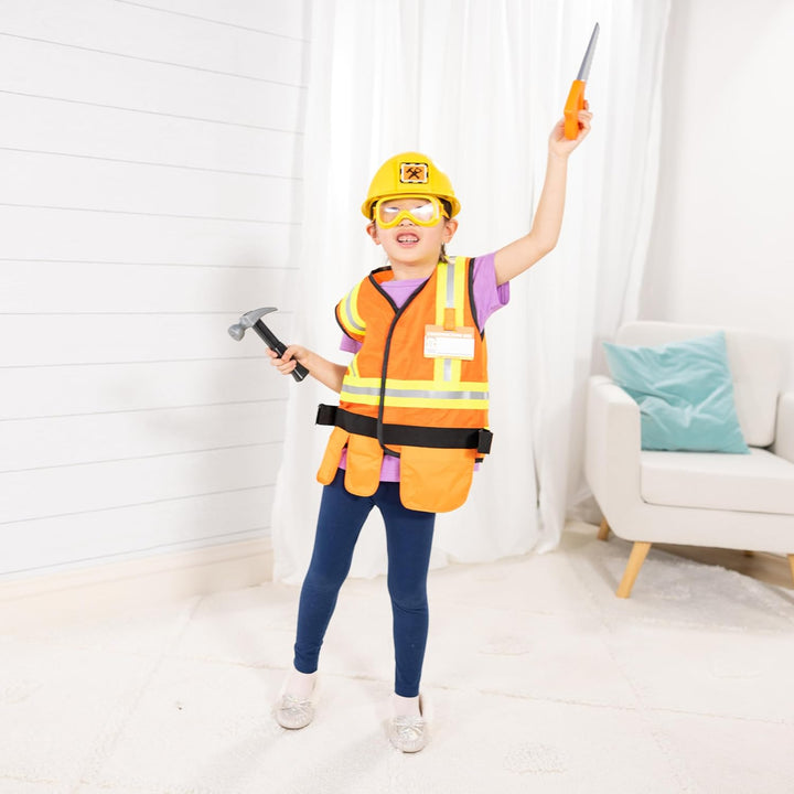 Construction Worker Role Play Costume Dress-Up Set (6 Pcs) Frustration-Free Packaging - Pretend Construction Worker Outfit, Construction Worker Costume Set for Kids, Toddlers Ages 3+
