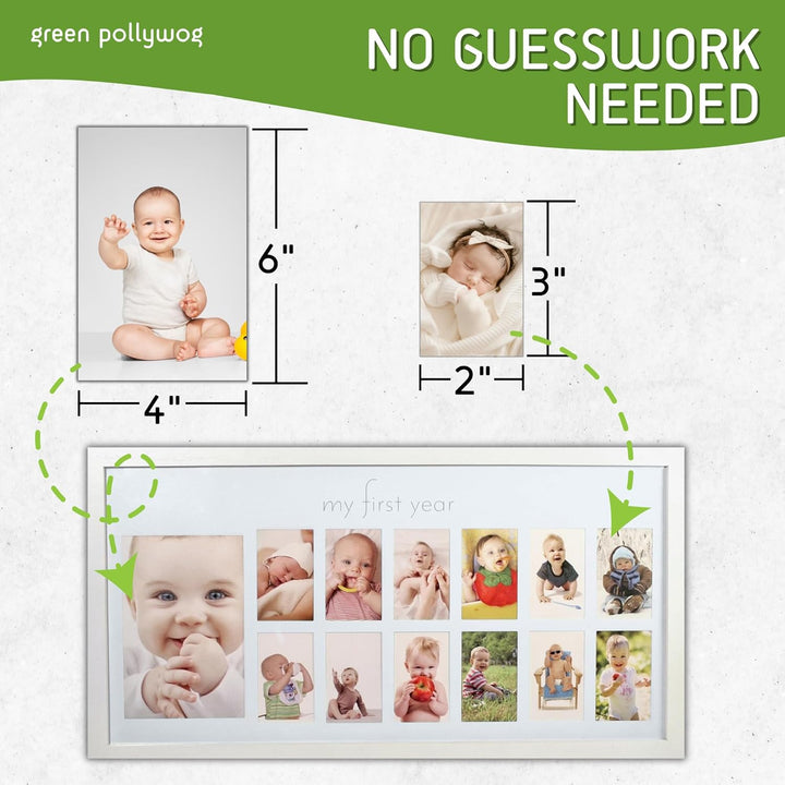 | Baby'S First Year Frame | Collage Frame for Baby in White | 12 Month Picture Frame | Milestone Photos | First Year Picture Mat | My First Year Photographs