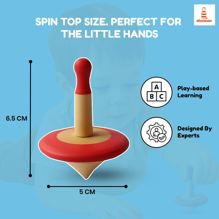 Spinning Tops for Kids 2 3 4 5+ Year Old, Set of 3 Wooden Montessori Toys, Improves Hand Eye Coordination, Great for Sensory Play, Eco-Friendly 100% Child Safe (Red/Blue/Yellow)