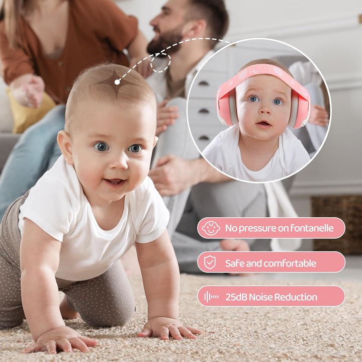 Baby Ear Muffs,25Db Infant Noise Cancelling Headphones for Babies 0-36 Months with Adjustable Headband Infant Ear Protection,Ideal Baby Travel Essentials for Outdoor,Sleep,Airplane & Music Festivals