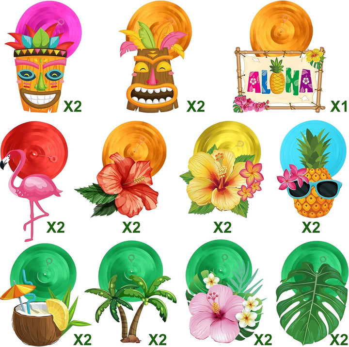30 Pieces Hawaiian Luau Birthday Party Hanging Swirl Decorations, Flower Tropical Palm Flamingo Sign Foil Ceiling Decor for Floral Tropical Party Summer Beach Pool Tiki Supplies(Summer)