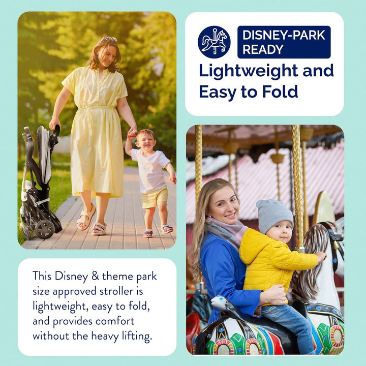 Cloud plus Lightweight Umbrella Stroller for Toddlers with Reclining Seat, Large Storage Basket, Canopy, Infant & Parent Trays, Compact Fold for Summer Travel, Durable Frame, Slate Gray