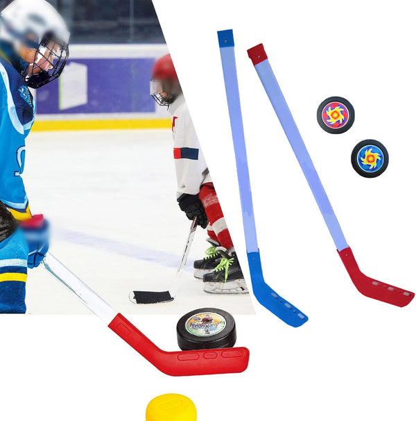 Street Floor Hockey Stick , Youth Toys Sports Starter  with 2 Ball and Plastic Puck, Indoor Outdoor Play Roller Hockey Training Gear for Boys Girls