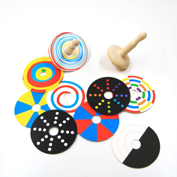 Spinning Tops for Kids 2 3 4 5+ Year Old, Set of 3 Wooden Montessori Toys, Improves Hand Eye Coordination, Great for Sensory Play, Eco-Friendly 100% Child Safe (Red/Blue/Yellow)