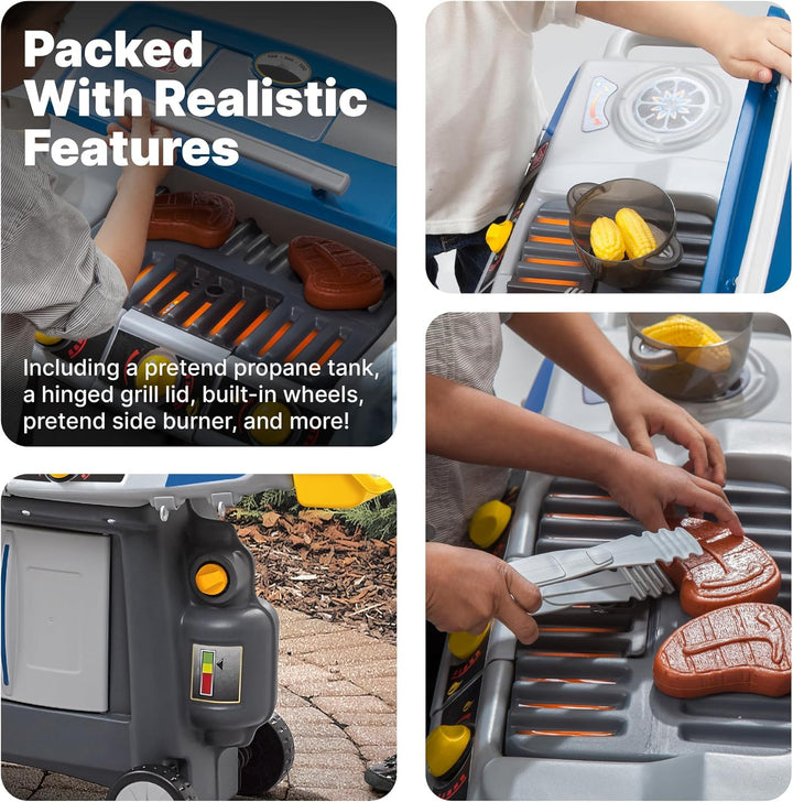 Sizzle & Smoke BBQ Grill Kids Playset, Indoor/Outdoor Kitchenette, Interactive Play with Sounds, Made of Durable Plastic, Includes 15 Piece Toy Accessories, for Toddlers 3+ Years Old