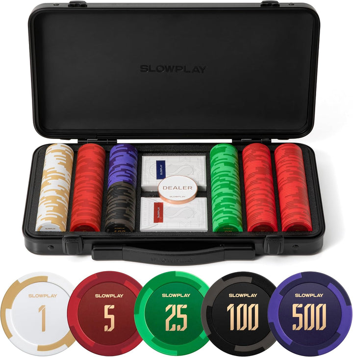Godel 14G Clay Poker Chips Set for Texas Hold’Em, 500 PCS [Blank Chips] Features a High-End Chip Case with Extra Durable German Polycarbonate Shell, Ideal Gifts for Poker Players