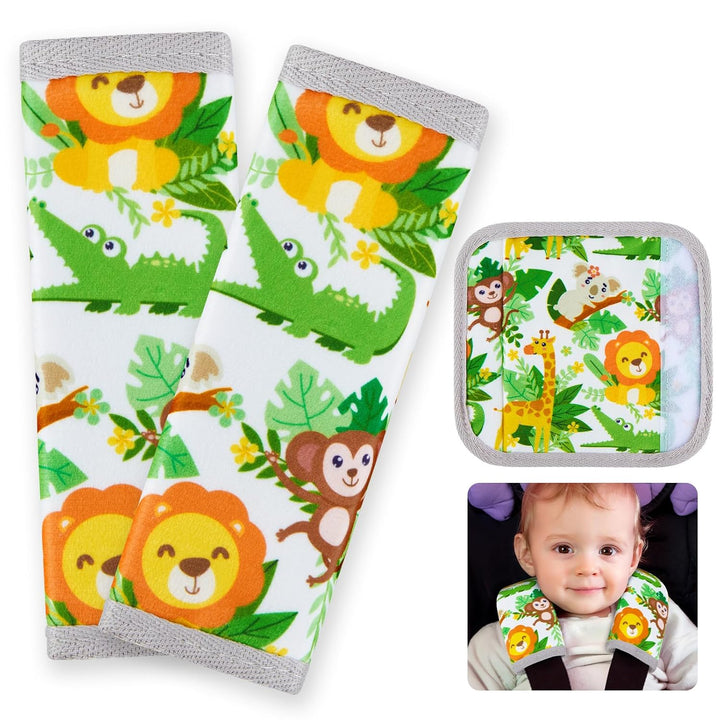 Seat Belt Cover Pad for Baby, Soft Seatbelt Cushion Covers for Kids 2Pcs Car Seat Strap Shoulder Pads for All Car Seats, Stroller, High Chair,Blue Dinosaur