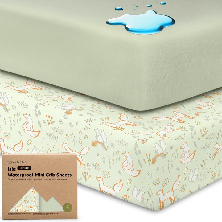 Pack and Play Sheets Fitted - 2-Pack Mini Crib Sheets for Pack N Play Mattress 38X26, Soft & Cozy, Neutral Toddler Playard Bedding, Snug Fitted Mini Baby Crib Mattress Cover Boy, Girl (Butterflies)