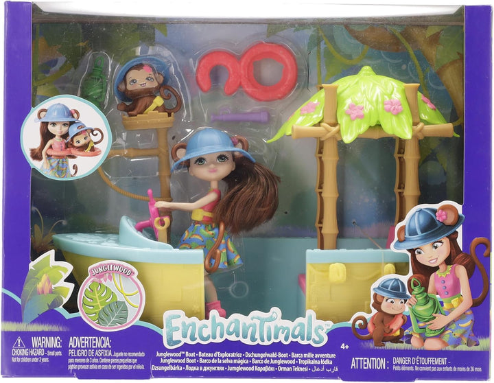 Junglewood Boat & Merit Monkey Doll, Multi Color