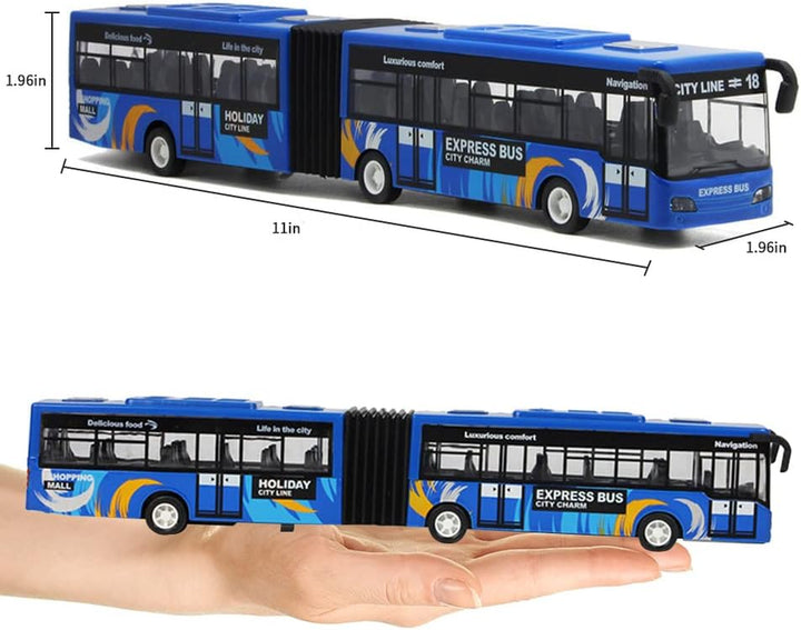 City Bus Toy for Kids, Die Cast Alloy Pull Back Vehicles, Metro Articulated Electric Bus with Sounds and Lights, Model Cars Toys Educational Gift for Kids Boys Girls Ages 3+