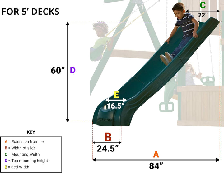 NE 4699-T Super Summit Slide 3 Piece Plastic Scoop Slide for 5' Swing Set Deck Heights, Green