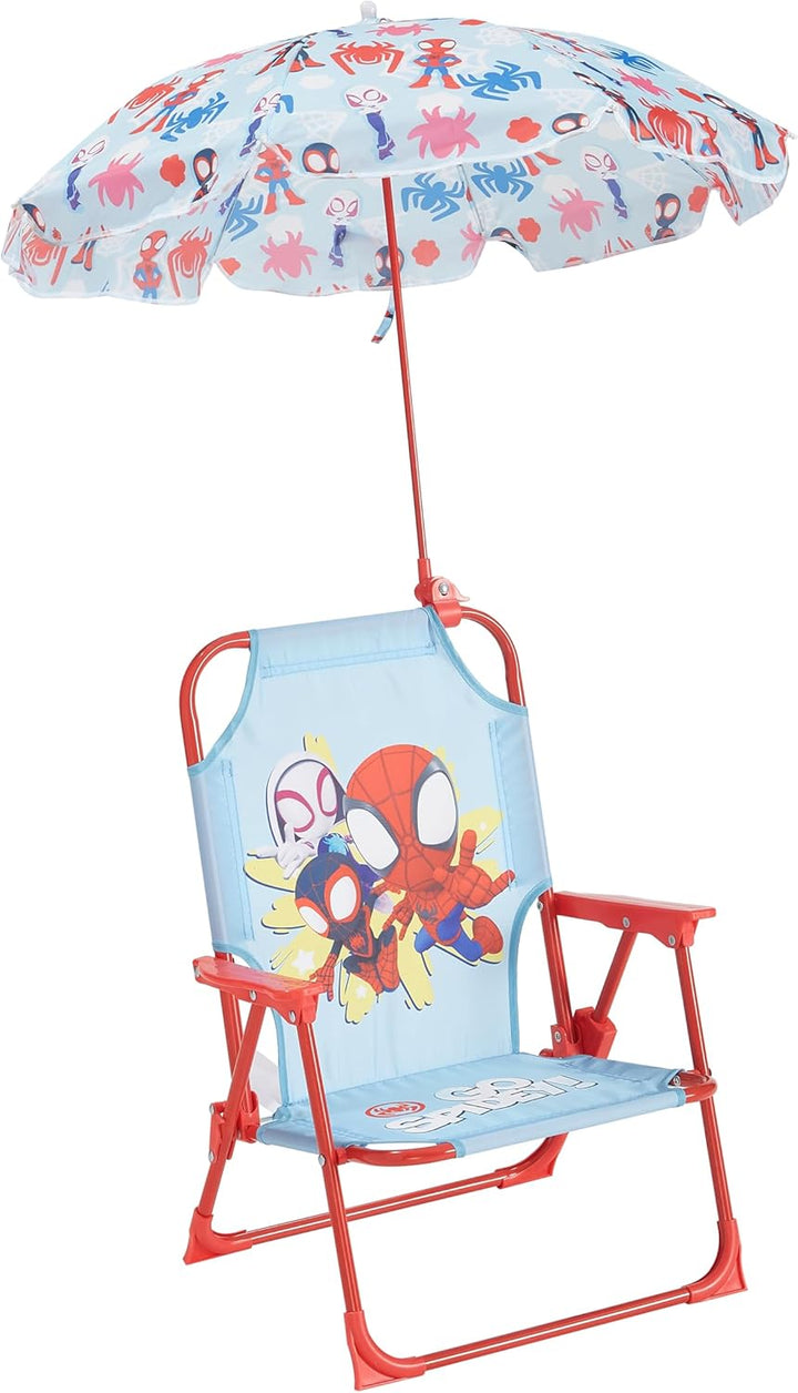 Bluey Kids Outdoor Folding Beach Chair with Umbrella,Portable Camp Chair for Ages 3+, Lightweight & Compact for Beach, Camping, and Backyard