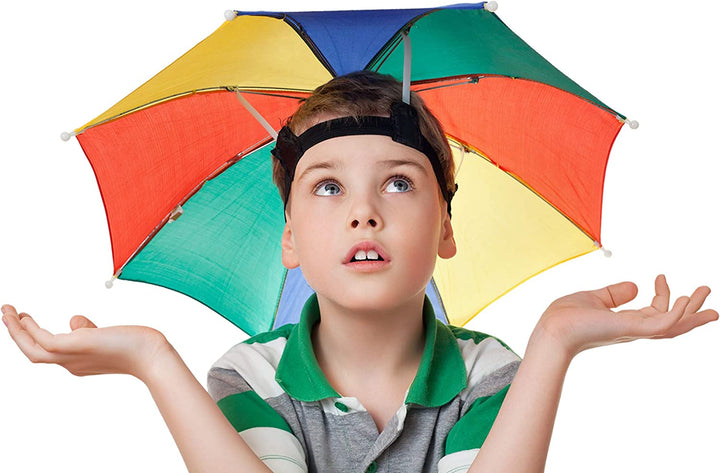 Umbrella Hat Pack of 2 - Colorful Party Hats - 20 Inch, Hands Free, Funny Rainbow Colorful Beach Party Hats, Adjustable Size Fits All Ages, Kids, Men & Women