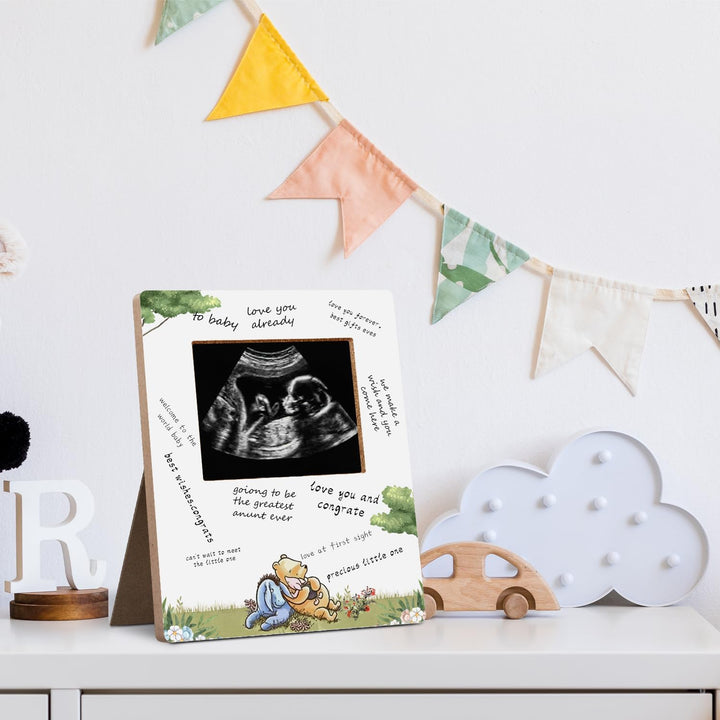Baby Shower Sign Picture Frame, Winnie Sonogram Frame, Classic Pooh Signed Message Photo Frame, Gender Reveal Gift 4.3 * 5.3 in Photos