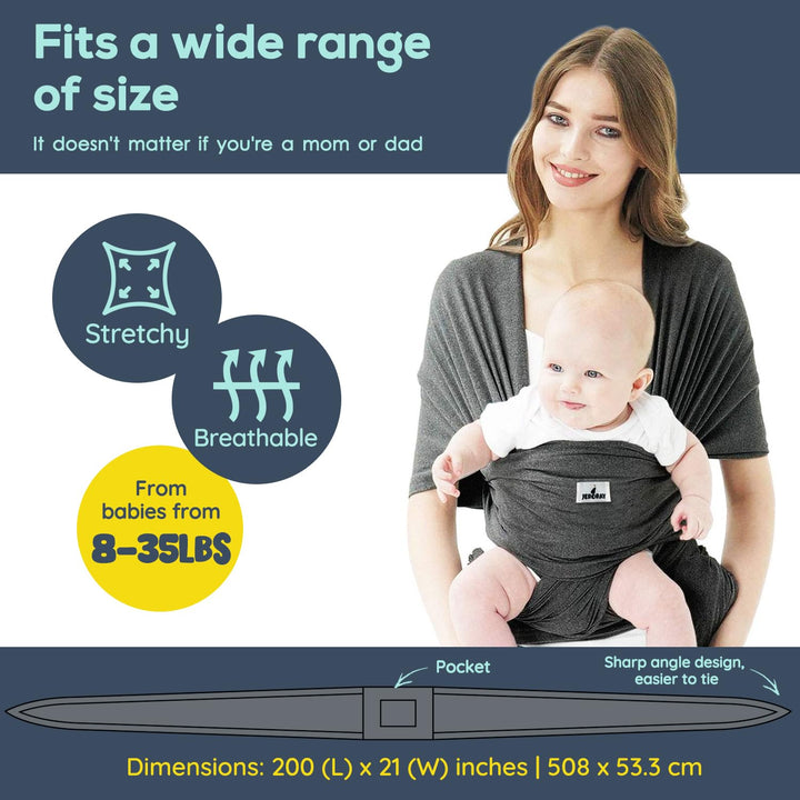 Baby Wraps Carrier,  Baby Carrier,Hands Free Infant Carrier, Lightweight,Breathable,Softness,Heather Grey