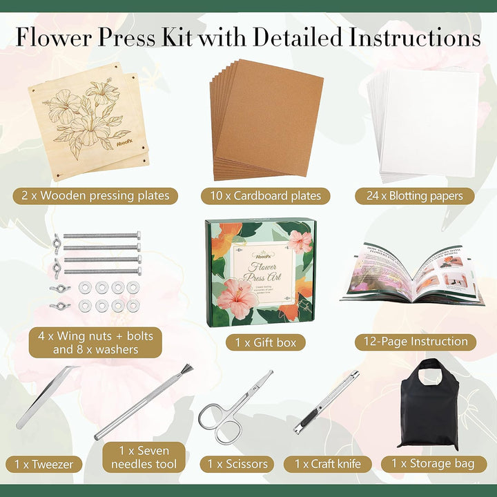 Flower Press Kit, Craft Kits 11"X11" 10 Layers Wooden Flower Pressing Kit for Crafts Pressed Flowers and Plant for DIY Art, Preservation for Bookmark Frame Wedding Flower Drying