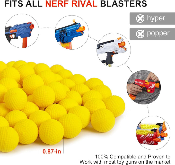 100 Rounds Refill Balls Ammo Compatible with Nerf Rival Gun,  Foam Bullet Ball Replacement Refill Pack Fit for Rival(Hir, High-Impact Rounds)
