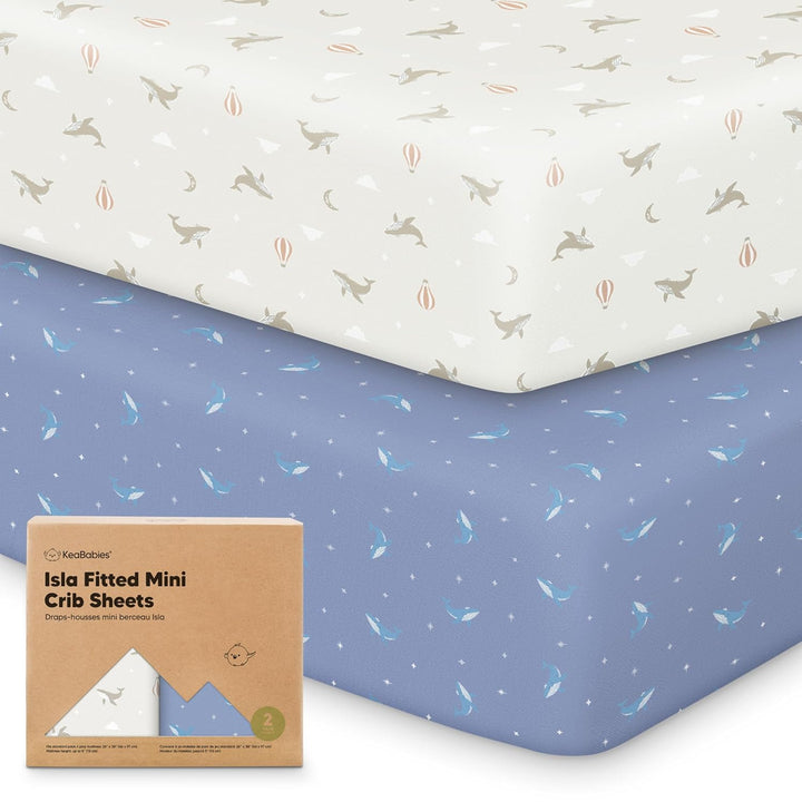 Pack and Play Sheets Fitted - 2-Pack Mini Crib Sheets for Pack N Play Mattress 38X26, Soft & Cozy, Neutral Toddler Playard Bedding, Snug Fitted Mini Baby Crib Mattress Cover Boy, Girl (Butterflies)
