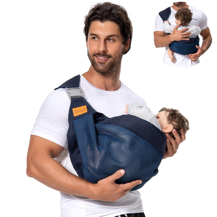 Baby Sling Carrier, Baby Carrier Newborn to Toddler(7-45Lbs), Toddler Carrier with Safety Buckle, One Shoulder Adjustable Shoulder Strap, One Size Fits All, Grey