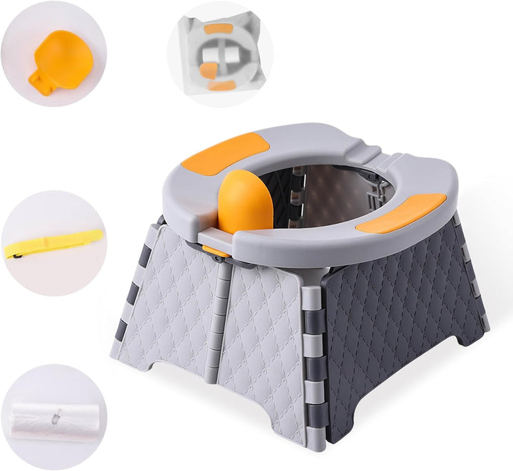 Portable Potty for Toddler Travel, Kids Travel Potty Training Chair with Travel Bag,Baby Potty Training Toilet for Outdoor and Indoor Easy to Clean(Gray) by , Includes 30 Replacement Bags