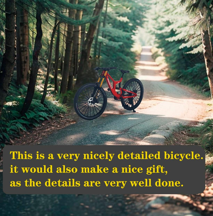 1:8 Scale Mountain Bike Toy DS Die-Cast Mini Finger Bicycle Model Desktop Decoration DH Alloy Bike Action Figurine Toy for Cake Topper Crafts (Red)