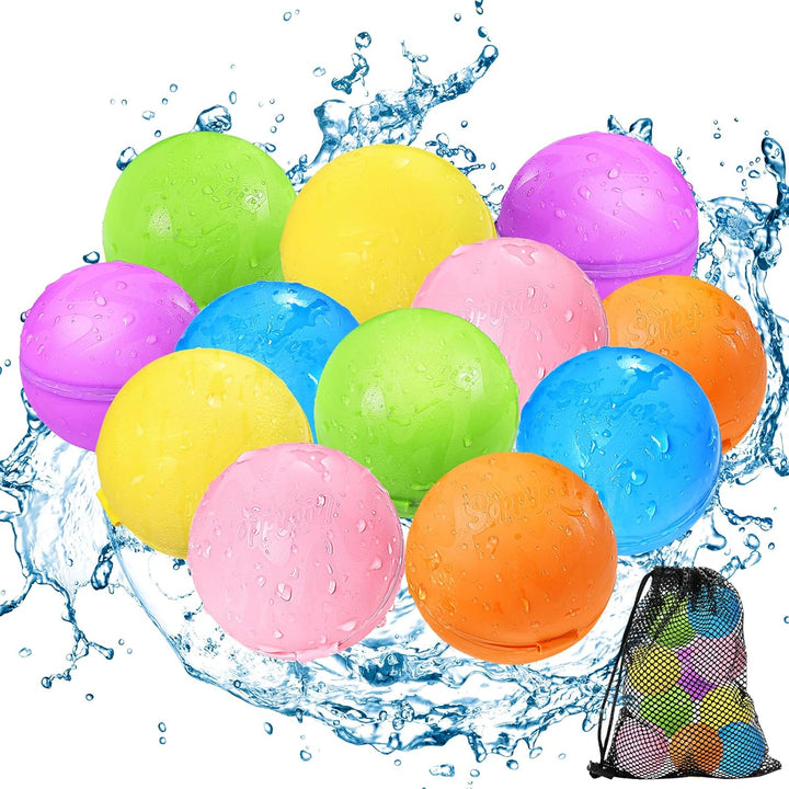 Reusable Water Bomb Balloons, Summer Toy Water Toy for Boys and Girls, Pool Beach Toys for Kids Ages 3-12, Outdoor Activities Water Games Toys Self Sealing Water Splash Ball for Fun(12Pack)