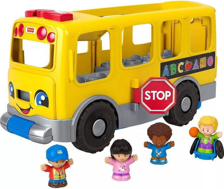 Little People Toddler Learning Toy, Big Yellow Bus Musical Pull-Along Vehicle for Pretend Play Kids Ages 1+ Years