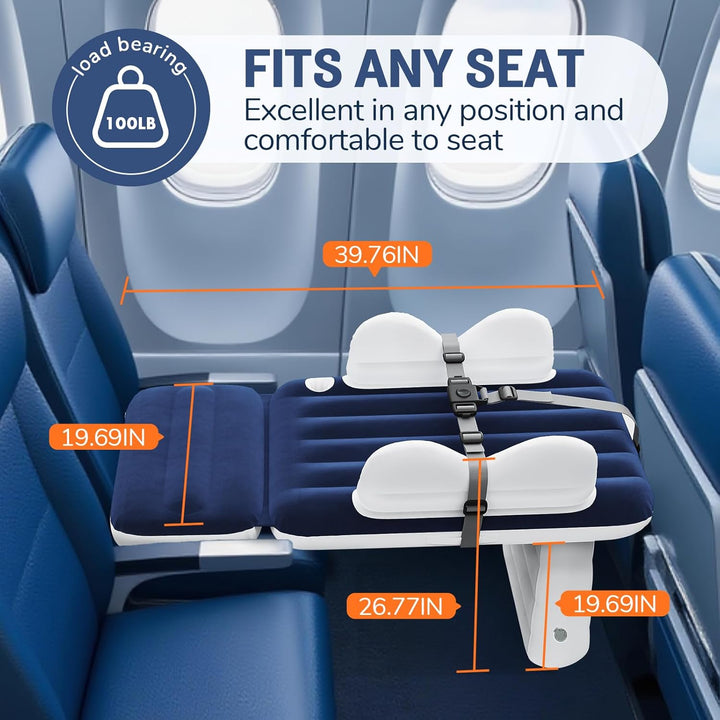 Inflatable Toddler Airplane Bed:Airplane Seat Extender for Kids, Inflatable Baby Air Mattress with Cup Holder & Seat Belt, Plane Bed for Travel Essentials