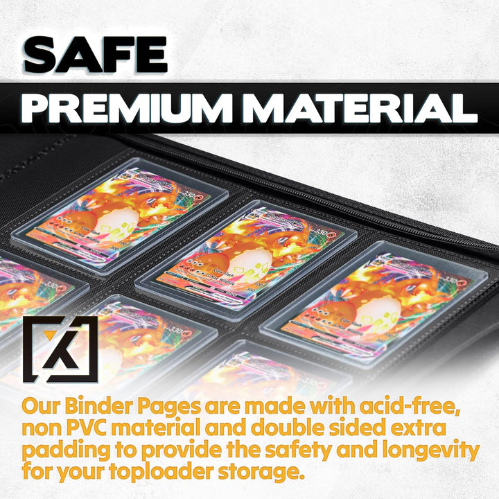 Toploader Binder | Holds 252 Toploaders | 20 Toploaders INCLUDED | 9-Pocket | Ringless Double-Sided Pockets for TCG, Sports | Premium Top Loader Storage