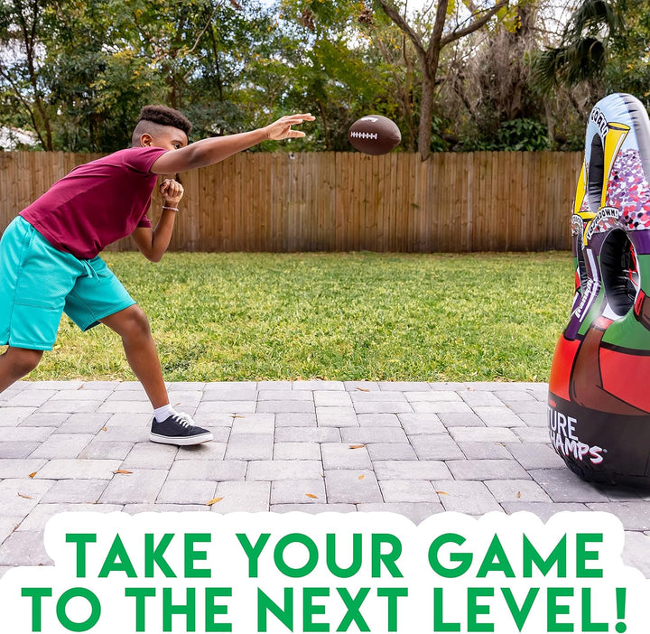 Kids Football Target Toss Game - Inflatable Throwing Target Toy with Soft Mini Footballs - Fun Kids Sports Game