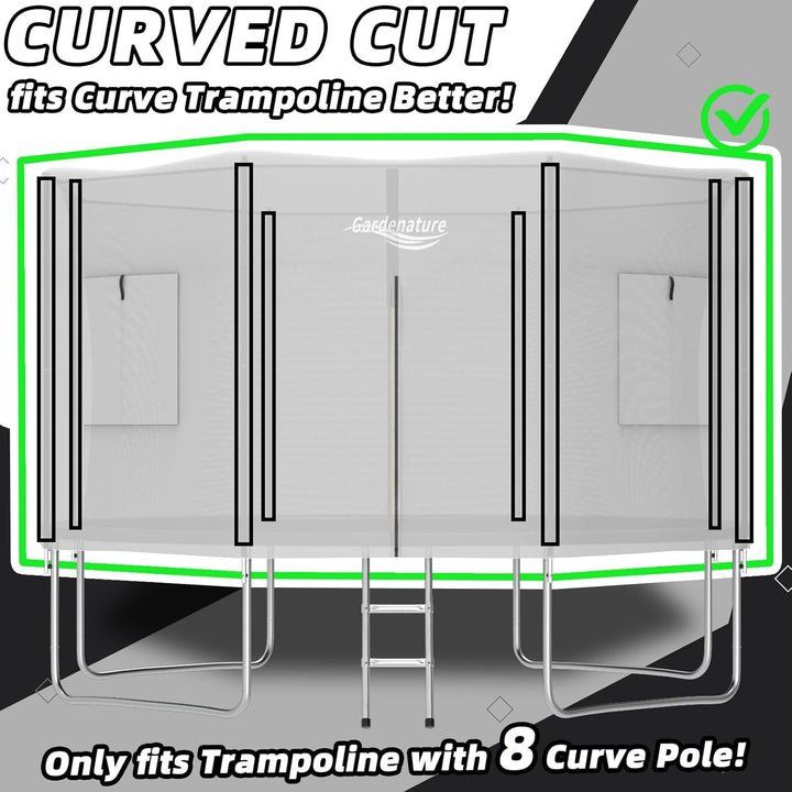 10FT/12FT/14FT Trampoline Tent(Tent Only), Fit round Trampolines, Shade Cover with LED Light, Outdoor Trampolien Accessories, Anti-Tear, Beige