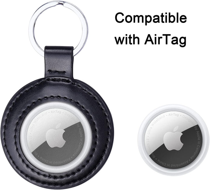 PU Leather Coin Holder Keychain for AA Medallion, Standard Challenge Coin, Recovery Chip - Black