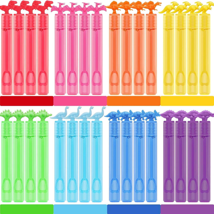 32 Pack Bubble for Kids Party Favors, 8 Style Mini Bubble Wands with Gift Box, Dinosaur Toys Bulk for Carnival Prizes Goodie Bag Stuffers Supplies, Birthday Bath Time Bubbles Blower Toy for Girl Boy