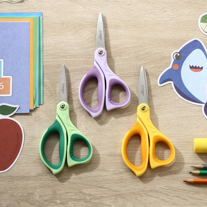 6” Kids Scissors for School - Pointed Tip Student Scissors for Children Comfortable Grip Craft Cutting Paper, Ages 8-11