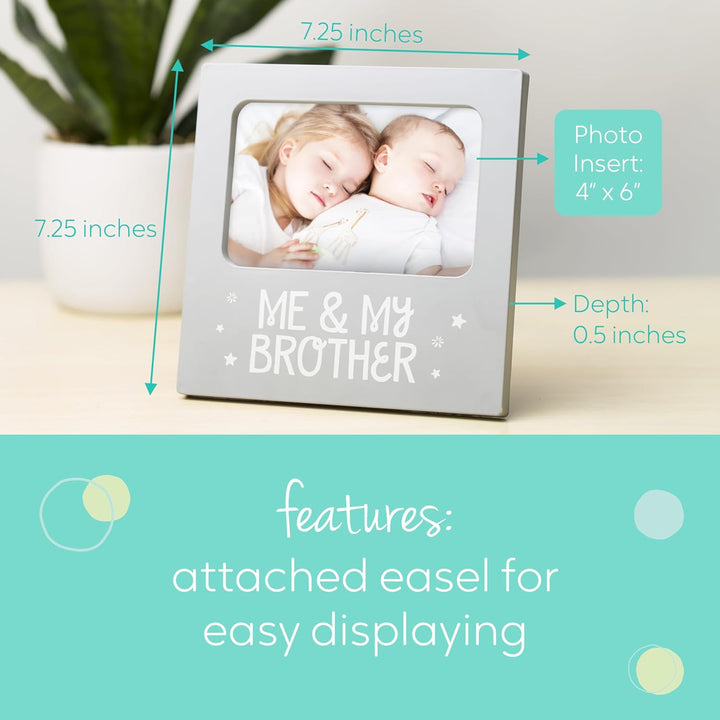 Me and My Brother Picture Frame, Christmas Photo Picture Frame, Sibling Keepsake, Ideal Big Brother Gift, Shower Gift and Gender Neutral Nursery Decor, Gray
