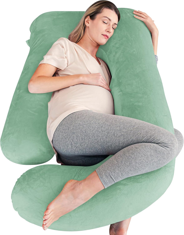 Pregnancy Pillows, Soft U-Shape Maternity Pillow with Removable Cover - Full Body Pillows for Adults Sleeping - Pregnancy Must Haves - Jumbo 57 Inch - Grey